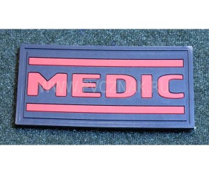 Шеврон ”MEDIC”, PVC на велкро, 70x35 мм (красный на черном)