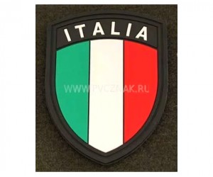 Шеврон ”Флаг Италии”, PVC на велкро, 60x80 мм (Black)