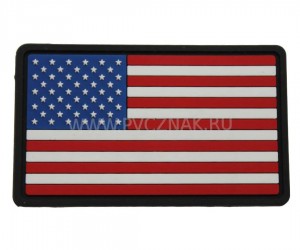Шеврон ”Флаг США”, PVC на велкро, 75x45 мм (черный кант)