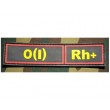 Шеврон ”Группа крови. Полоска. O(I) Rh+”, PVC на велкро, 130x30 мм (желтый и красный на черном) - фото № 1