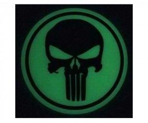 Шеврон ”Каратель” (Punisher), PVC на велкро, 80x80 мм (светится в темноте)