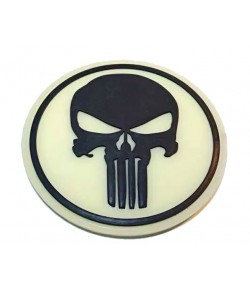 Шеврон ”Каратель” (Punisher), PVC на велкро, 80x80 мм (светится в темноте)