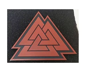 Шеврон ”Валькнут”, PVC на велкро, 75x68 мм (красный на черном)