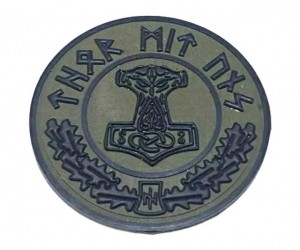 Шеврон ”Thor Mit Uns (Тор с нами)”, PVC на велкро, 60x60 мм (черный на оливе)