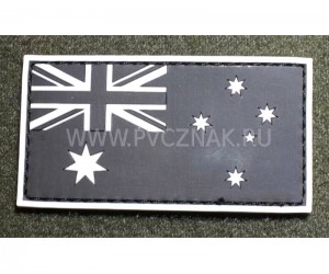 Шеврон ”Флаг Австралии”, PVC на велкро, 82x43 мм (черно-белый с белым кантом)