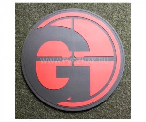 Шеврон ”Guns”, PVC на велкро, 80x80 мм (черный на красном)
