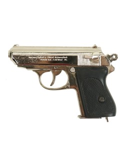 |Уценка| Макет пистолет Вальтер PPK Waffen-SS, никель (Германия, 1929 г., 2-я Мир.война) (№ 571-УЦ)