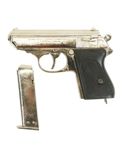 |Уценка| Макет пистолет Вальтер PPK Waffen-SS, никель (Германия, 1929 г., 2-я Мир.война) (№ 571-УЦ)