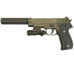 |Уценка| Страйкбольный пистолет Galaxy G.26A (Sig Sauer 226) с ЛЦУ и глушителем (№ 582-УЦ)