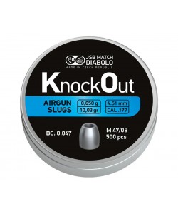 Пули полнотелые JSB KnockOut Slugs 4,5 мм, 0,65 г (500 штук)