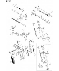 KJW KP-09 CZ75 цилиндр нозл в сборе (Part 32,35,48,75,91)