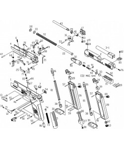 KJW P09 цилиндр нозл в сборе Part 32, 35, 48, 75, 91