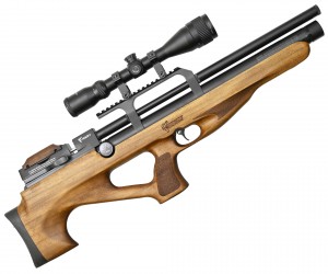 Пневматическая винтовка Kuzey K30 BullPup, боковой взвод (орех, PCP, ★3 Дж) 6,35 мм