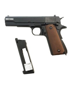 Страйкбольный пистолет KJW Colt M1911A1 CO₂ II GBB Black (26 шаров)