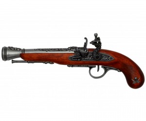 Макет пистолет кремневый пиратский, металл, для левой руки (Франция, XVIII век) DE-1126-G