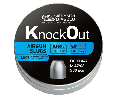 Пули полнотелые JSB KnockOut Slugs MK III 4,5 мм, 0,65 г (500 штук)