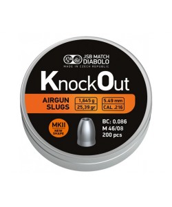 Пули полнотелые JSB KnockOut Slugs MK II 5,5 мм, 1,645 г (200 штук)