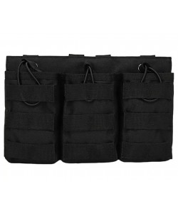 Подсумок поясной Rusforce Tactical Pouch открытый для 3-х магазинов АК (Black)