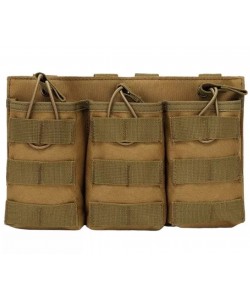 Подсумок поясной Rusforce Tactical Pouch открытый для 3-х магазинов АК (Coyote)