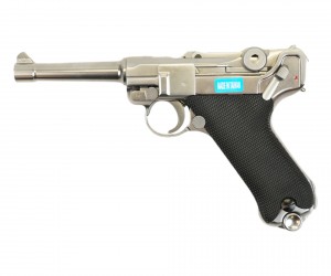 |Б/у| Страйкбольный пистолет WE Luger P08 4” Silver (WE-P001) (№ 257ком)