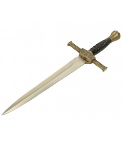 Сувенирный кортик классический, с витой рукоятью и ножнами 35 см (металл, кожа)