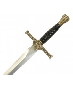 Сувенирный кортик классический, с витой рукоятью и ножнами 35 см (металл, кожа)