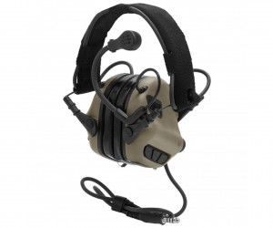 Наушники активные Earmor Military Edition ME7 c микрофоном и разъемом для тангенты, 22-82 ДБ (койот)