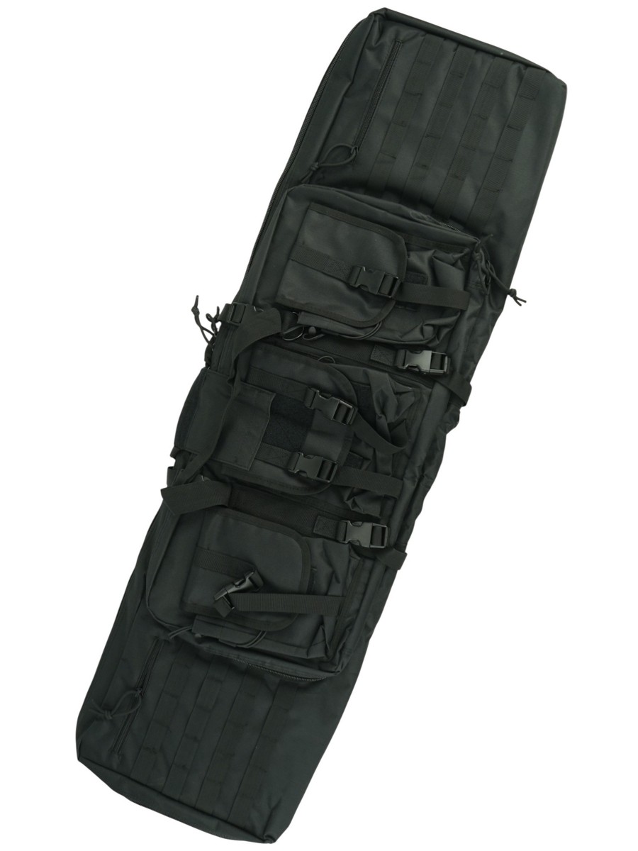 |Уценка| Чехол с 3 карманами, лямки для ношения на спине, Molle, 118x31 см (черный) (№ 842-УЦ)
