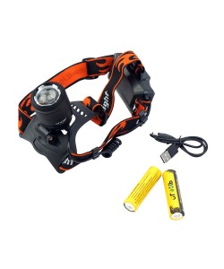 Фонарь налобный Огонь HT-193-5 Zoom светодиодный, 4 режима (белый+пурпурный свет)