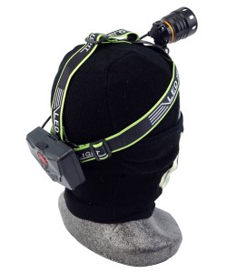 Фонарь налобный Огонь HT-221-TG Zoom светодиодный, 4 режима (белый+синий свет)