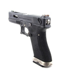 Страйкбольный пистолет WE Glock-18 G-Force, черная рамка, серебр. затвор, хром. ствол