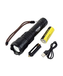 Фонарь светодиодный Огонь H-373-PM20-TG Zoom, 3 режима (со стеклобоем)