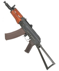 Страйкбольный автомат Cyma AK-74U Platinum, складной приклад, дерев. цевье (CM.055)