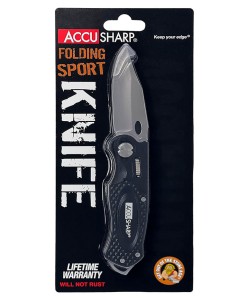 Нож складной AccuSharp Folding Sport Knife, лезвие 70 мм (черный)