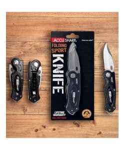 Нож складной AccuSharp Folding Sport Knife, лезвие 70 мм (черный)