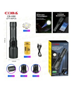 Фонарь ручной COBA CB-X86 Zoom светодиодный, 3 режима