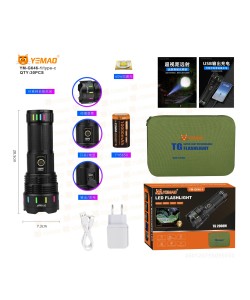 Фонарь ручной Yemao YM-G646-1-PM60-TG Zoom светодиодный, 5 режимов