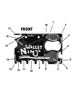 Мультитул Wallet Ninja, закаленная сталь (18 инструментов)