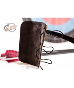 Крага на шнуровке бежевая (комбинированная замша)