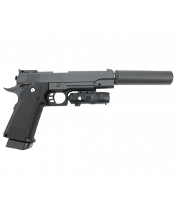 Страйкбольный пистолет Galaxy G.6A (Colt Hi-Capa) с глушителем и ЛЦУ