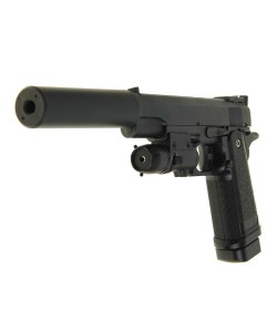 Страйкбольный пистолет Galaxy G.6A (Colt Hi-Capa) с глушителем и ЛЦУ
