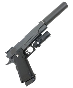 Страйкбольный пистолет Galaxy G.6A (Colt Hi-Capa) с глушителем и ЛЦУ