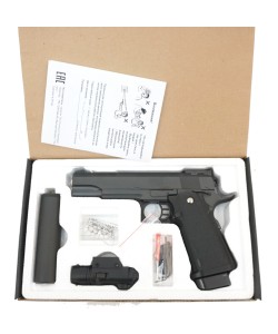 Страйкбольный пистолет Galaxy G.6A (Colt Hi-Capa) с глушителем и ЛЦУ