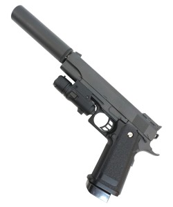 Страйкбольный пистолет Galaxy G.6A (Colt Hi-Capa) с глушителем и ЛЦУ