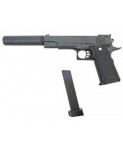 Страйкбольный пистолет Galaxy G.6A (Colt Hi-Capa) с глушителем и ЛЦУ