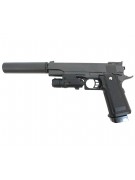 Страйкбольный пистолет Galaxy G.6A (Colt Hi-Capa) с глушителем и ЛЦУ