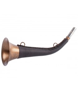 Горн охотничий (кожаная отделка) 30 см, круглый, темно-коричневый