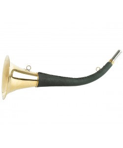 Горн охотничий (кожаная отделка) 50 см, круглый, темно-зеленый