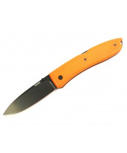 Нож складной LionSteel Big Opera G10, черное лезвие, оранж. рукоять