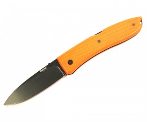 Нож складной LionSteel Big Opera G10, черное лезвие, оранж. рукоять